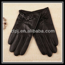 2012 novo padrão projetado preto brilhante deerskin luvas de couro curtas